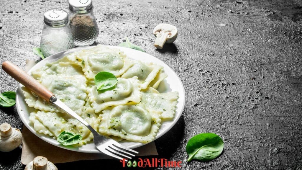 Mushroom And Spinach Ravioli With Chive Butter Sauce