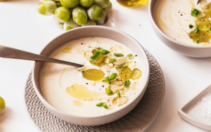 White Gazpacho Blanco with Almonds and Grapes